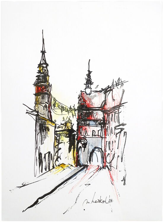 Stadtansicht "Brüderstrasse mit Schönhof - Görlitz" Reproduktion coloriert 20x30 cm